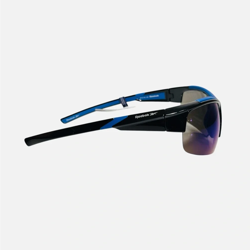 Reebok Black Wrap Sunglasses Blue Accents & Tinted Lenses RES446-1 Mens